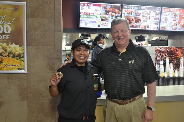 AAFES CEO thanks Burger King manager Rhenette Santos