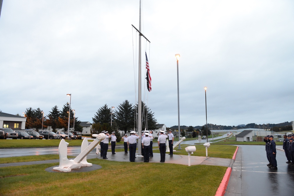 Coast Guard Kodiak-based chiefs present morning colors for CCTI