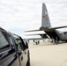 A truck from the 269th Combat Communications Squadron, Springfield Air National Guard Base, Ohio is prepared to be loaded onto a C-130 Hercules from the 179th Airlift Group, Mansfield Ohio at Wright-Patterson Air Force Base as a seven-member team from the