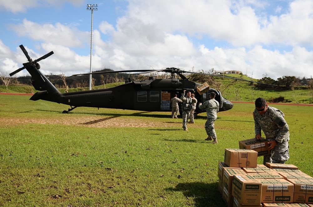 Puerto Rico National Guard Distribute Water And Food
