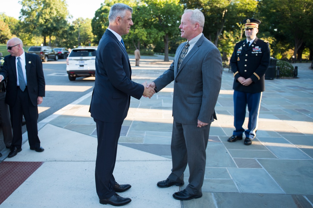 President of the Republic of Kosovo, Hashim Thaçi, Participates in a Public Wreath-Laying Ceremony at the Tomb of the Unknown Soldier at Arlington National Cemetery