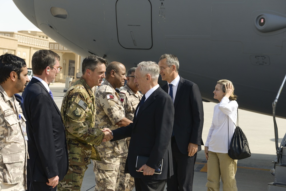 Secretary of Defense Jim Mattis visits Al Udeid Air Base