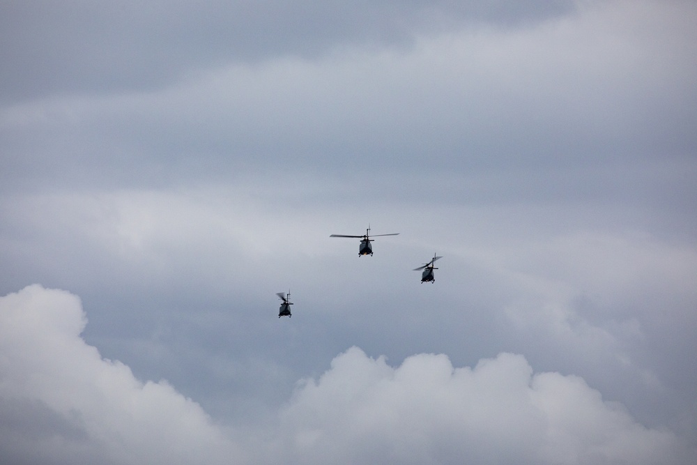 Hueys perform formation flight