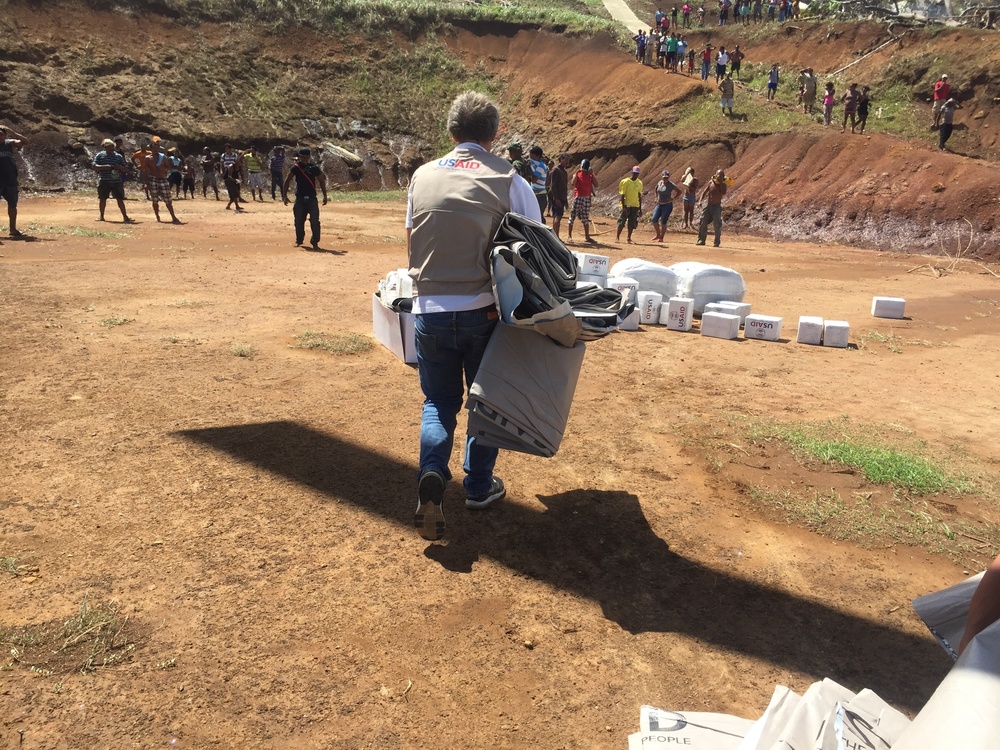 JTF - Leeward Islands, USAID distribute aid supplies in Dominica