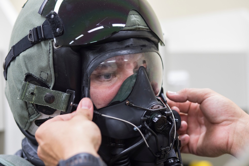 VMFA-251 pilots maintain CBRN equipment skills during training drills