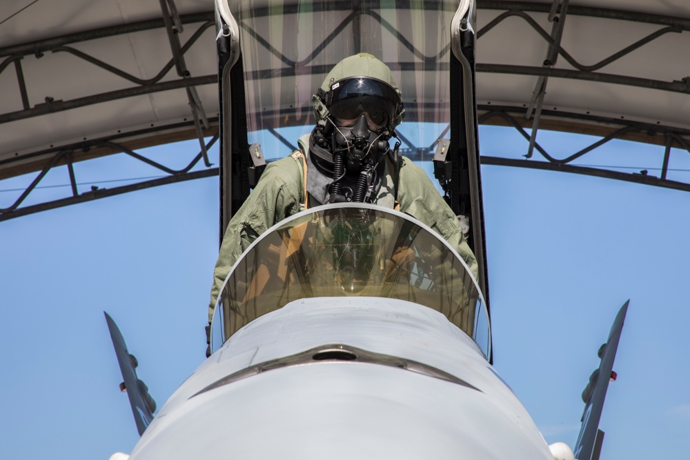 VMFA-251 pilots maintain CBRN equipment skills during training drills