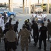 Firefighters with the U.S. Air Force and Qatar Emiri Air Force complete a firefighter combat challenge at Al Udeid Air Base