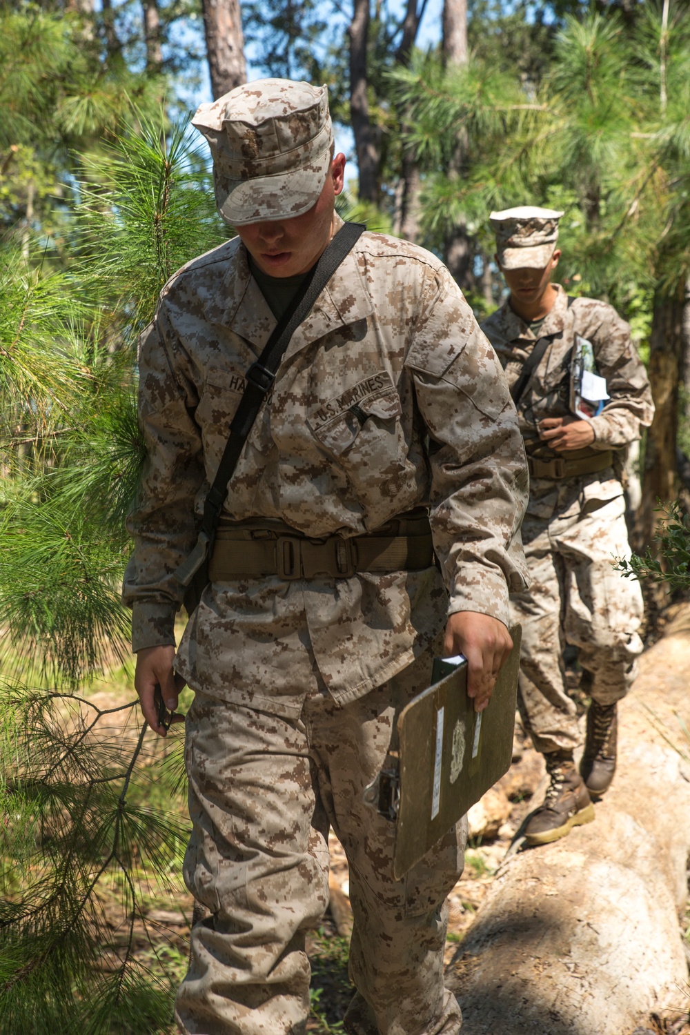 Marine recruits practice land navigation on Parris Island