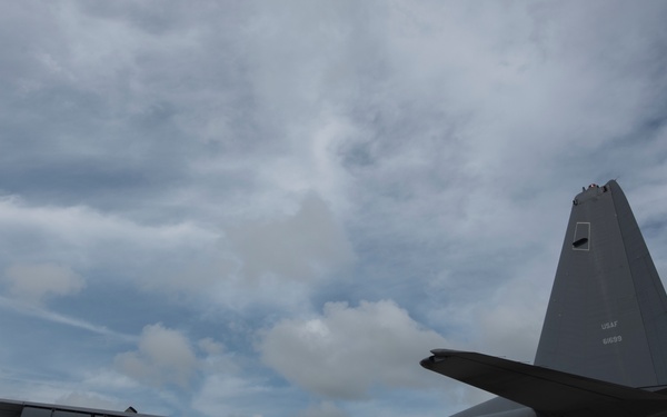 Talon flies low above the Caribbean
