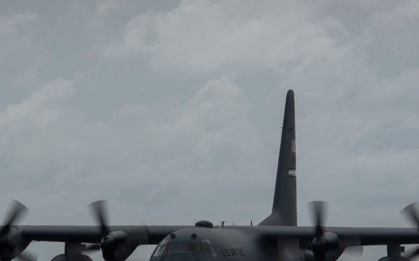 Talon flies low above the Caribbean