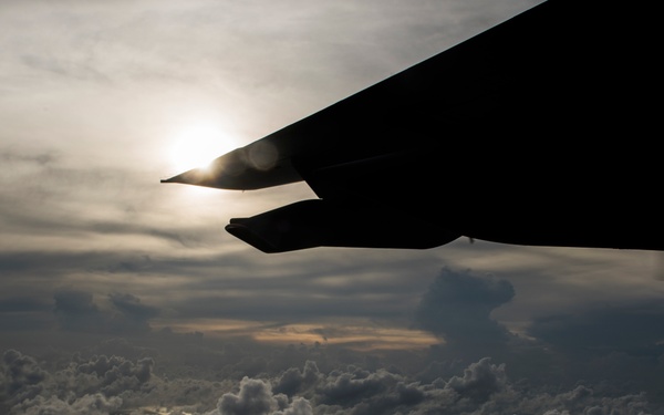 Talon flies low above the Caribbean