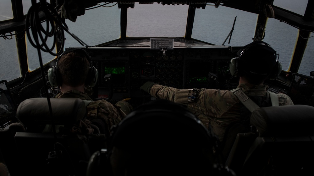 Talon flies low above the Caribbean