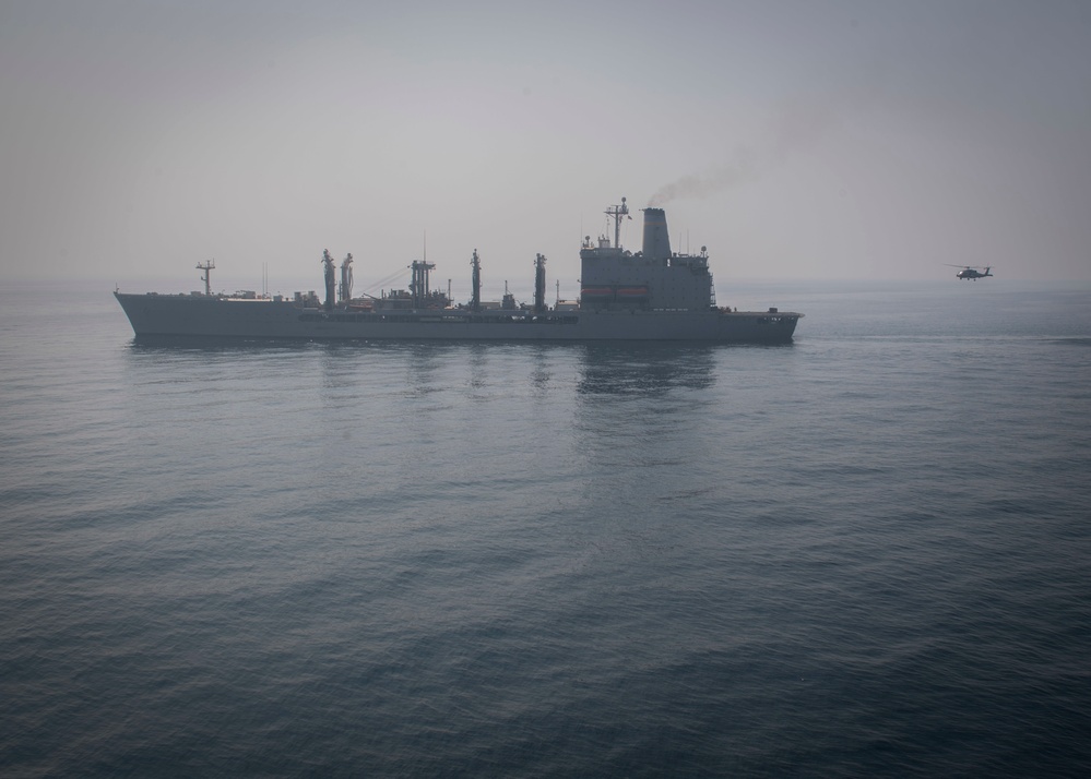 USS Lake Erie (CG 70 VERTREP with USNS Patuxent