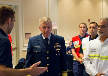 Coast Guard district commander receives operational brief from ESF 10 Florida