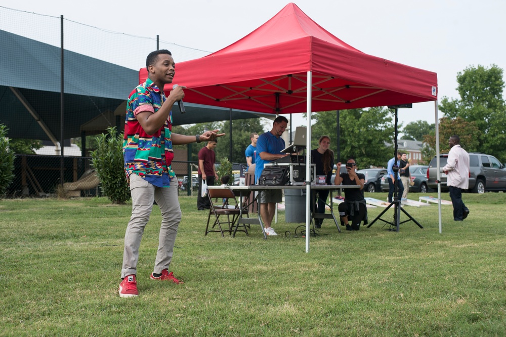 Headquarters and Service Battalion host a social event at Barnett Field