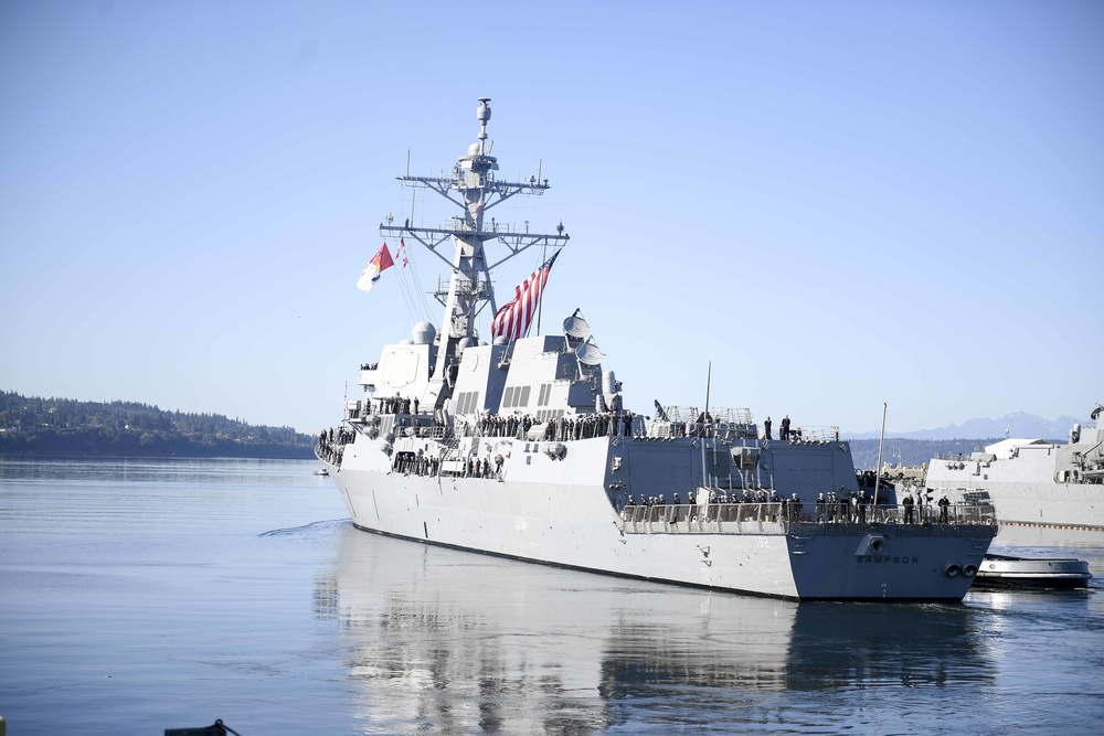 Sampson Departs Naval Station Everett for Deployment