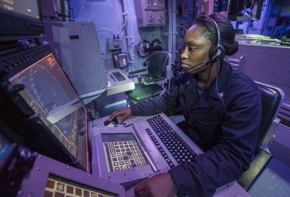 USS America Sailor mans radar terminal