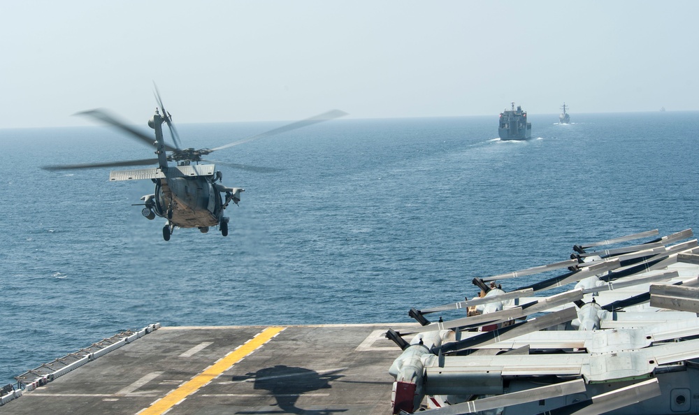 HSC 23 Helo takes off from America flight deck