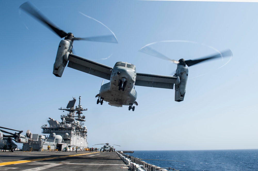 USS America helicopter conducts flight operations
