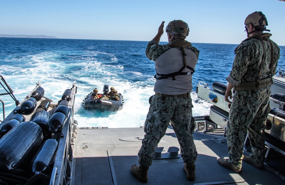 CRG 1 Conducts a CRRC Launch and Recovery Exercises Onboard MKVI Patrol Boat