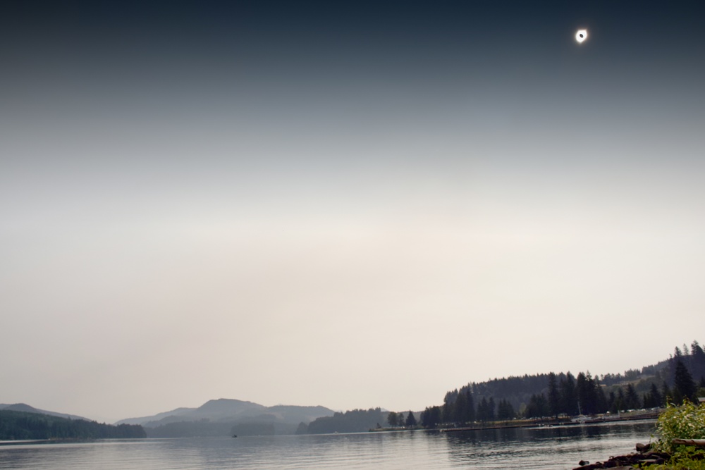 Foster Reservoir eclipse composite
