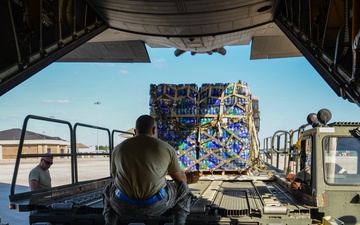Water, food loaded onto C-130 at Dobbins, bound for Puerto Rico