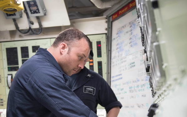 USS Lake Erie (CG 70) Sailor stands watch