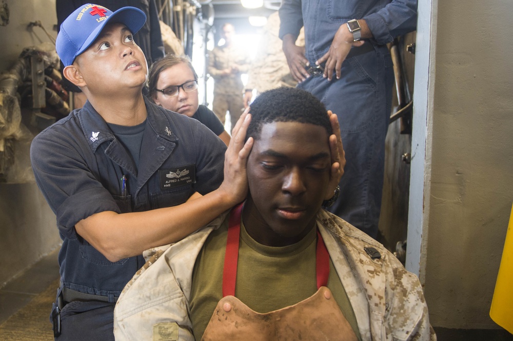 Pearl Harbor medical training team provides “man down” training to crew members