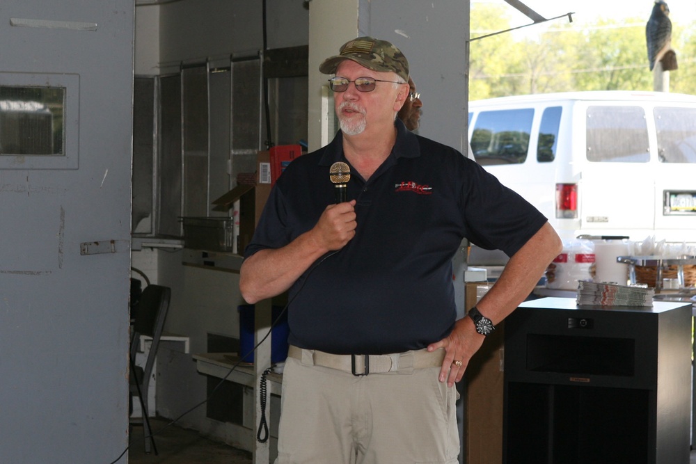 Ed Averill, Deputy Commander, Letterkenny Munitions Center, speaks with LEMC employees during LEMC’s 75th Anniversary Observance.