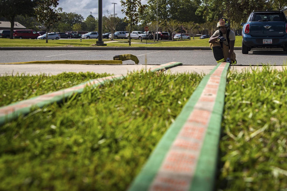 Firefighters exercise structural training