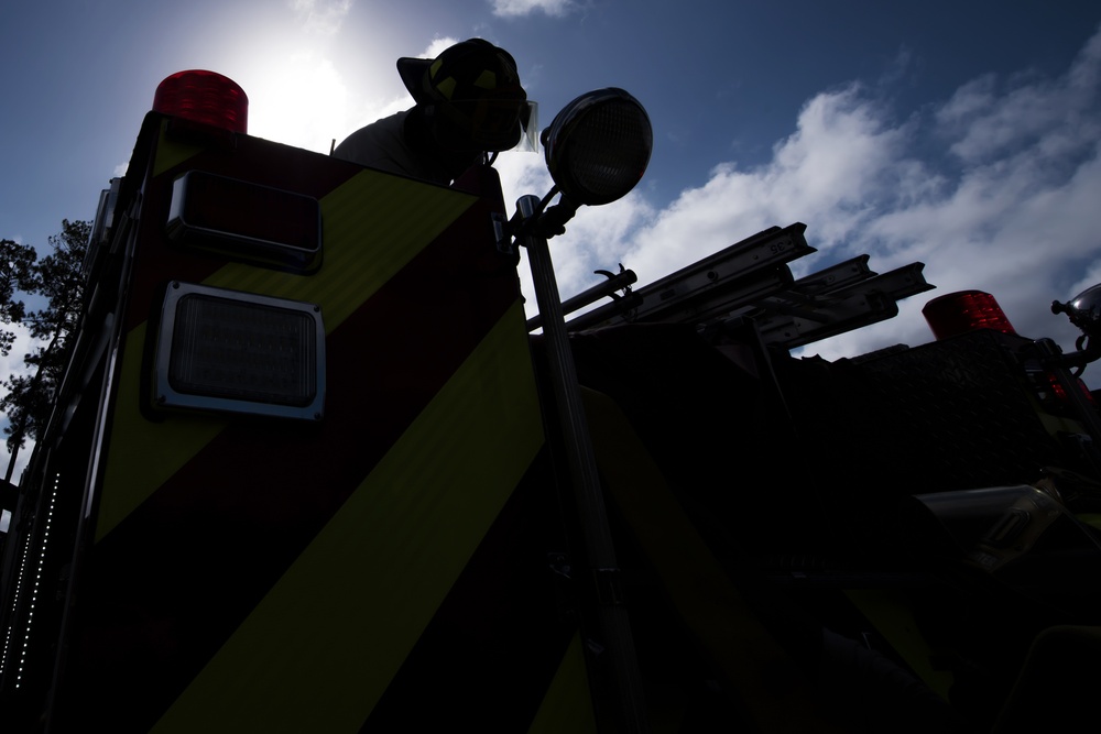 Firefighters exercise structural training