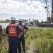 Cabin cruiser sunk by Hurricane Harvey refloated in Baytown, Texas