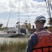 Cabin cruiser sunk by Hurricane Harvey refloated in Baytown, Texas