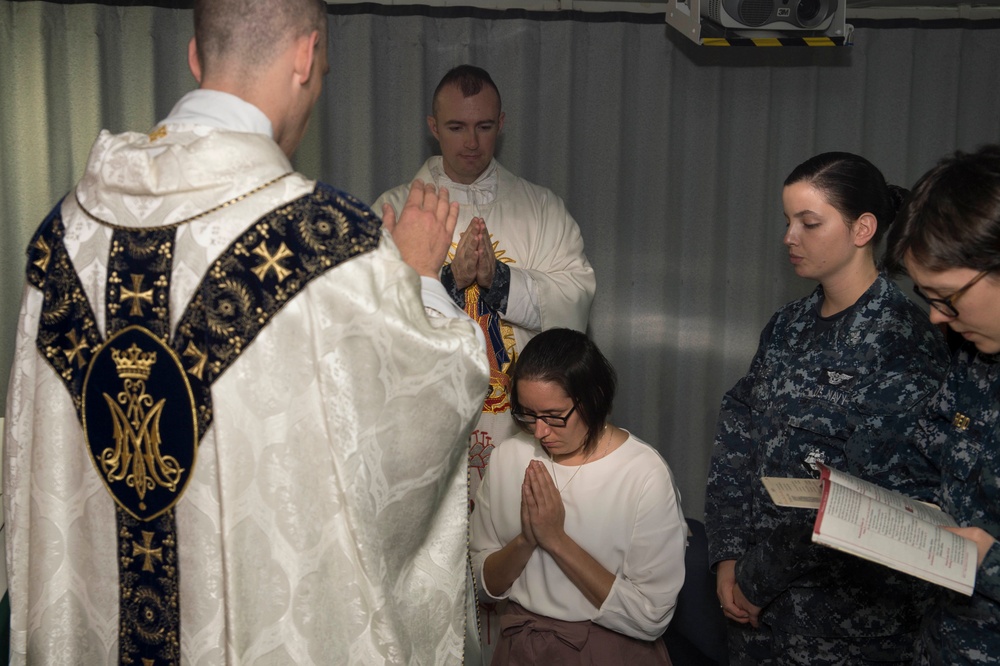 Baptism aboard USS Bonhomme Richard (LHD 6)