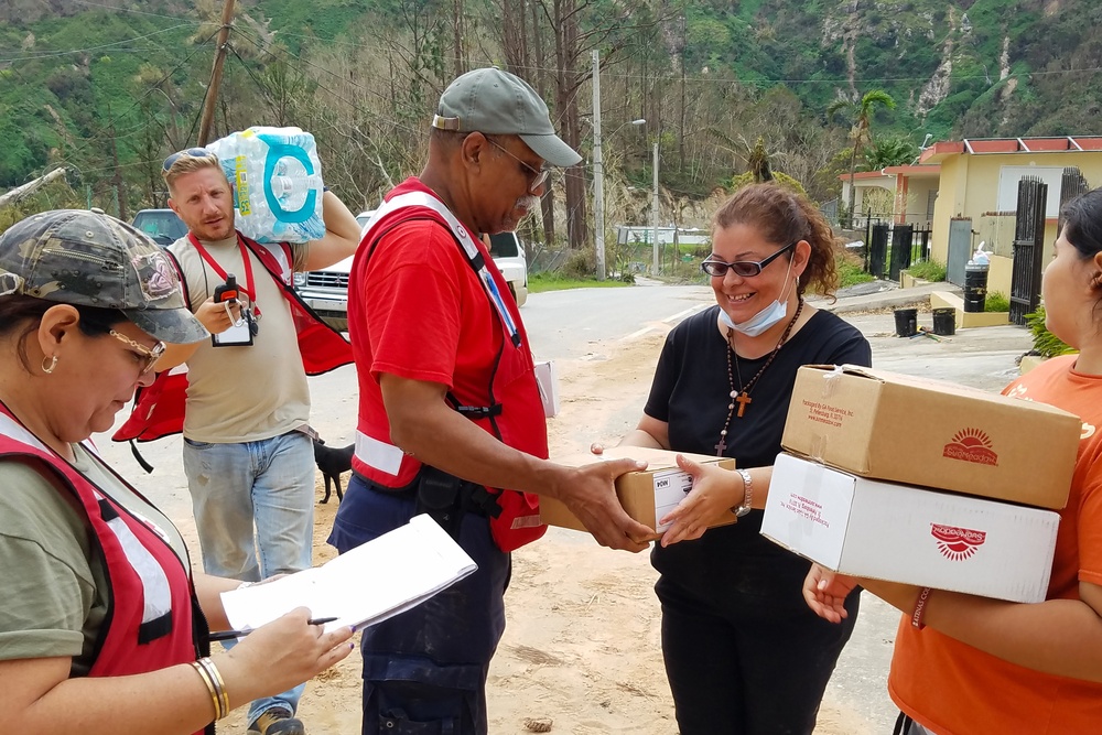 Red Cross Volunteers bring aid to the people of Utuado, Puerto Rico