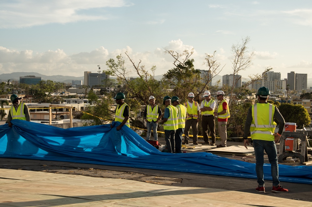 Corps of Engineers installs first Blue Roof in Puerto Rico