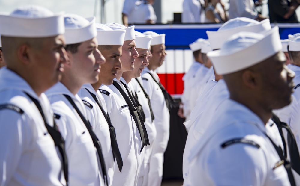 DVIDS - Images - USS Washington (SSN 787) Sailors stand in formation ...