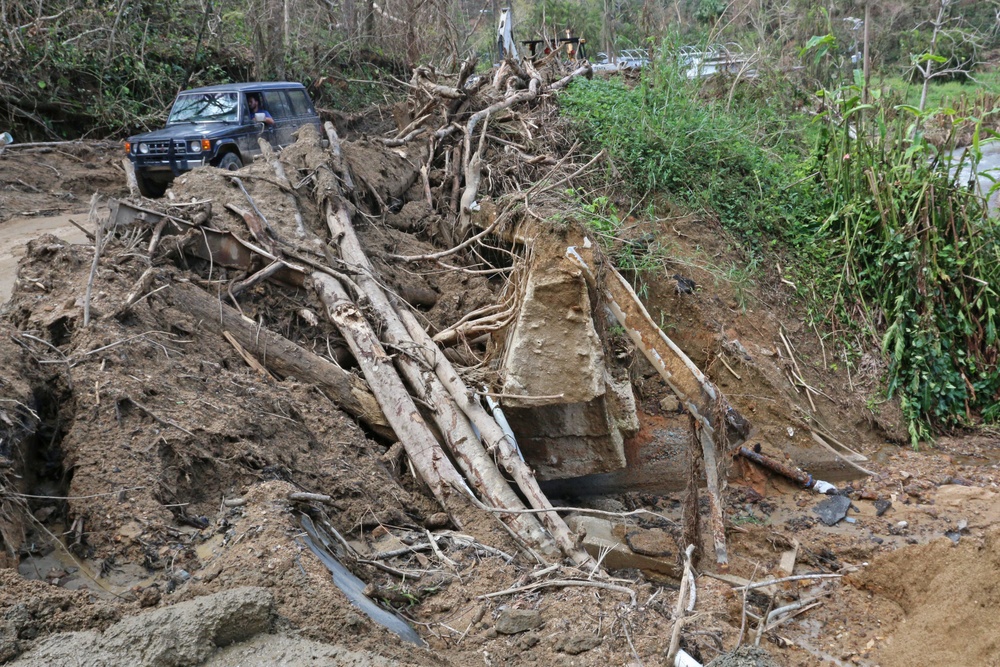 U.S. Army Corps of Engineers clear roads in Utuado Puerto Rico
