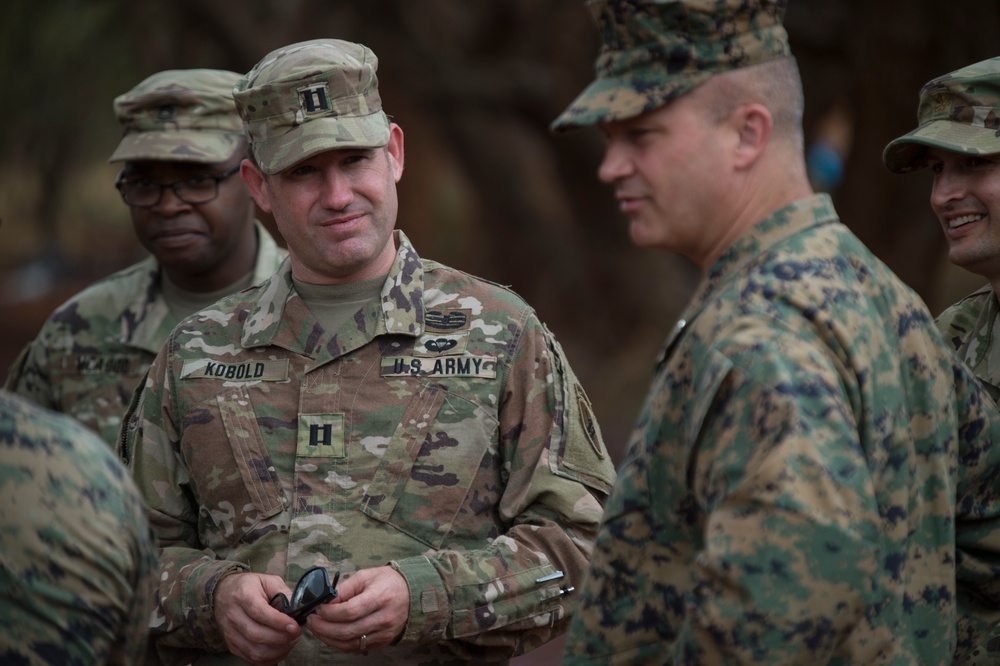 CJTF-HOA commander visits civil affairs team giving counter-illicit trafficking training in Tanzania