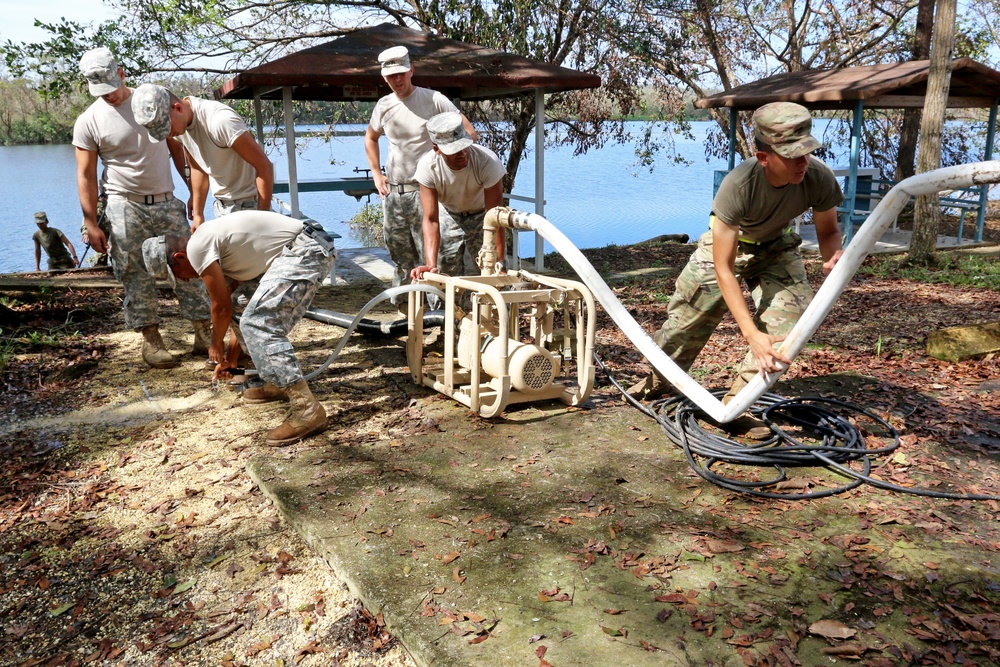 Puerto Rico Guardsmen purify lake water in Quebradillas Puerto Rico