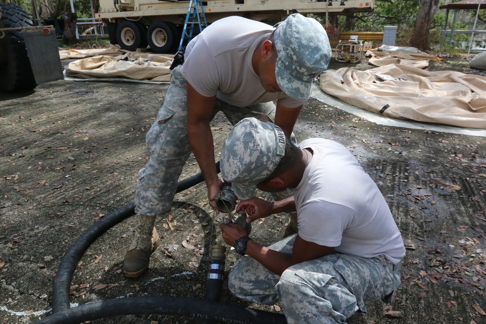 Puerto Rico Guardsmen purify lake water in Quebradillas Puerto Rico