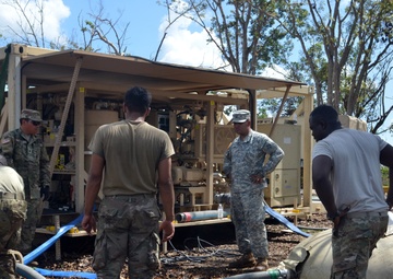 Soldiers purify water for residents near Guajataca Lake Puerto Rico