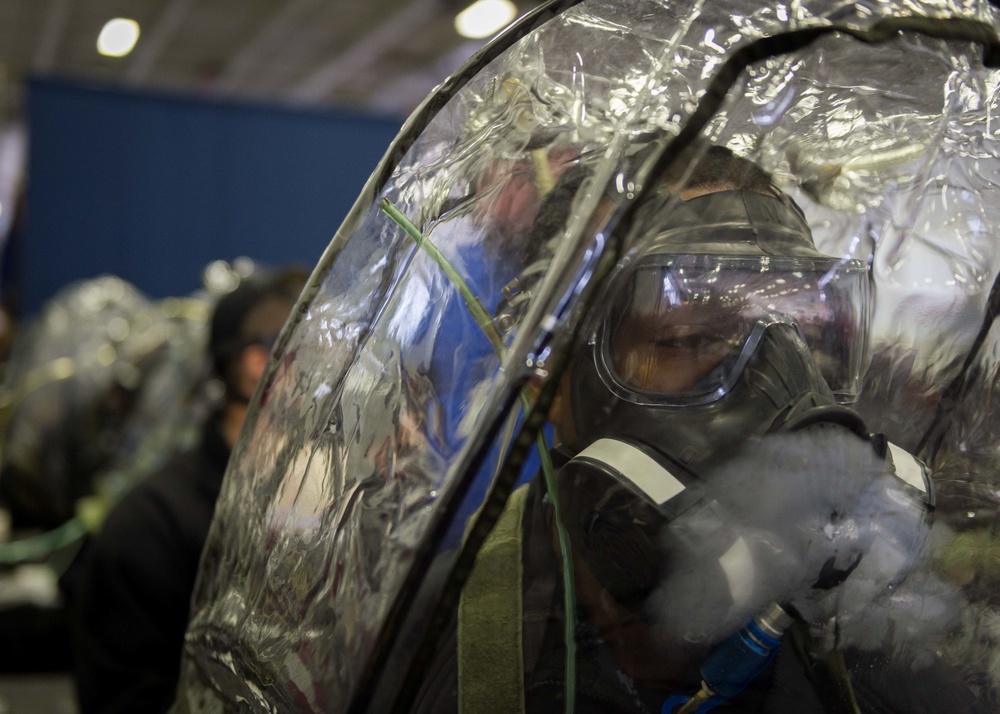 Stennis Conducts Gas Mask Fitting