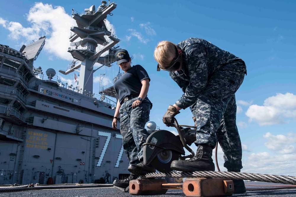 GHWB is the flagship of Carrier Strike Group (CSG) 2, which is comprised of the staff of CSG-2; GHWB; the nine squadrons and staff of Carrier Air Wing (CVW) 8; Destroyer Squadron (DESRON) 22 staff and guided-missile destroyers USS Laboon (DDG 58) and US..