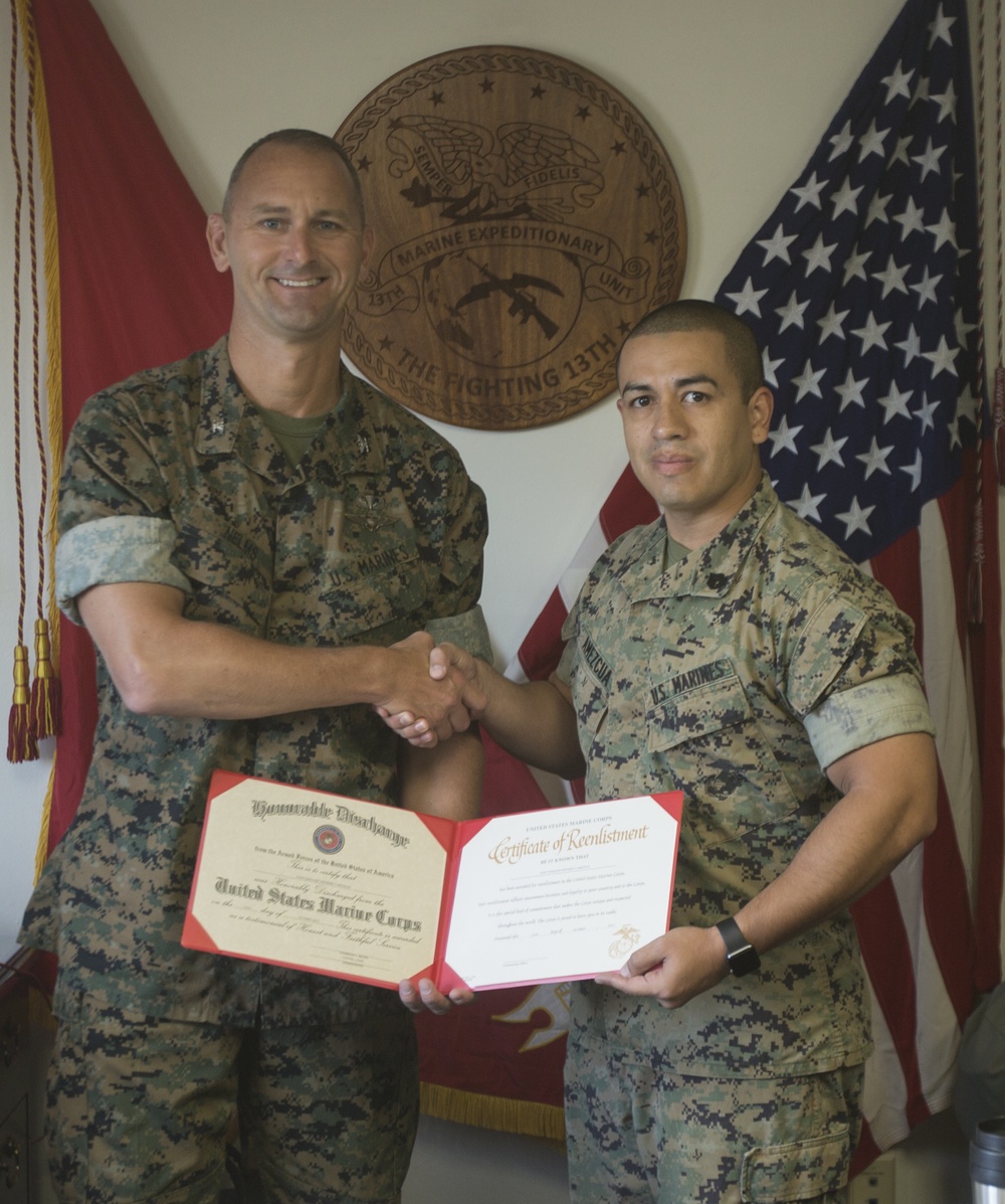 13th MEU Reenlistment: Staff Sgt. Anthony Amezcua