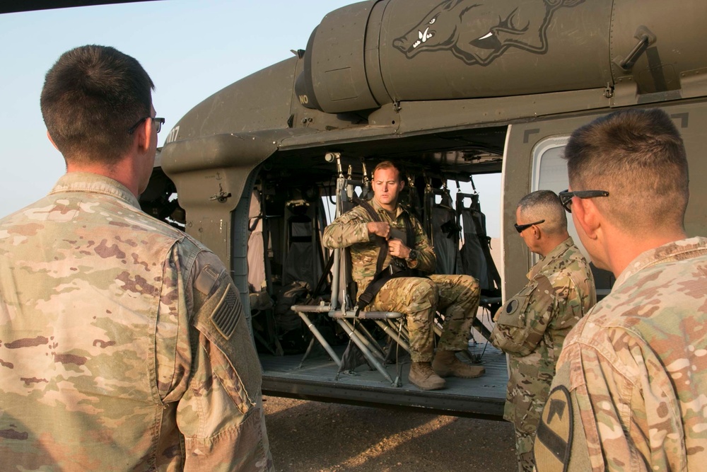 Up, up and away: Cavalry Soldiers conduct air assault training with Kuwaiti partners