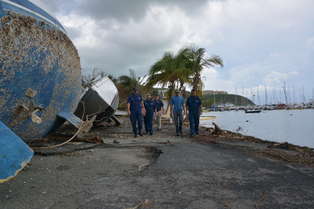 Maria ESF-10 PR Unified Command responders remove damaged vessels from the waters of Puerto Rico