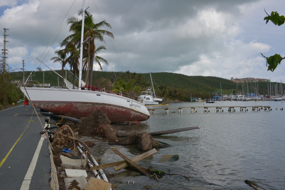 Maria ESF-10 PR Unified Command responders remove damaged vessels from the waters of Puerto Rico