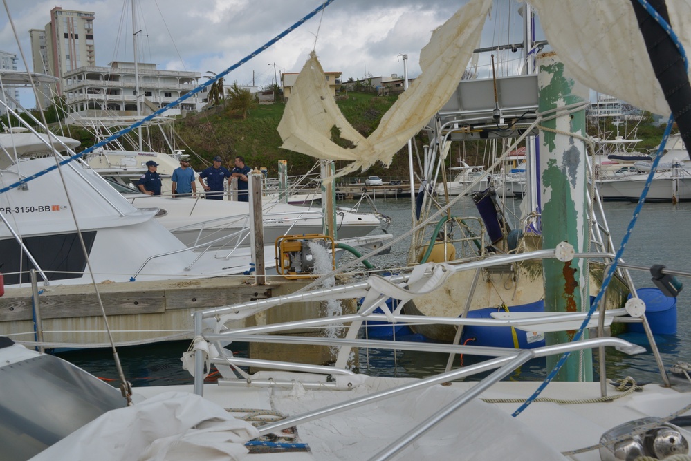Maria ESF-10 PR Unified Command responders remove damaged vessels from the waters of Puerto Rico