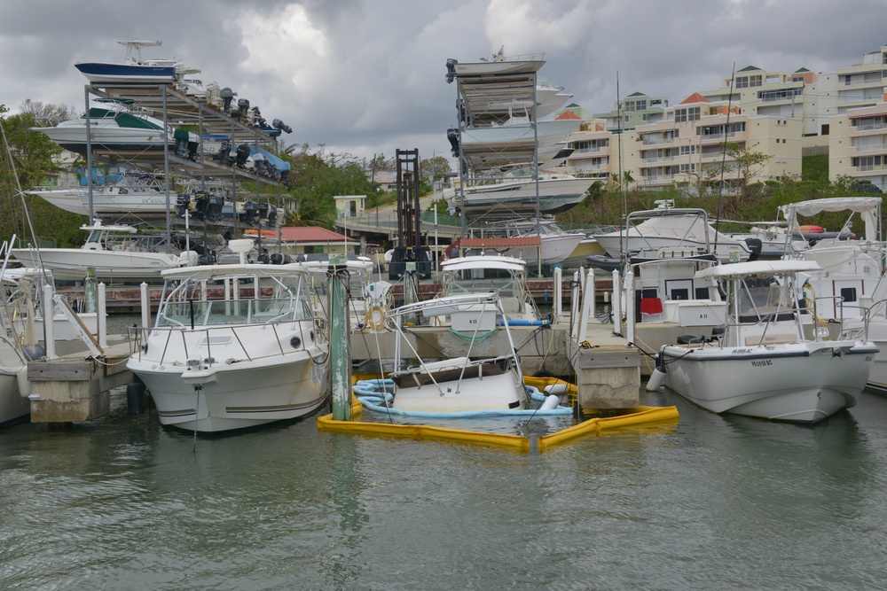 Maria ESF-10 PR Unified Command responders remove damaged vessels from the waters of Puerto Rico